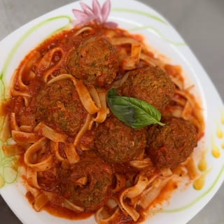 Fettuccine Marinara with meatballs