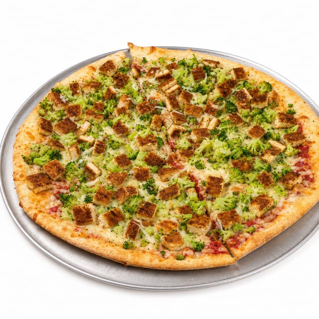 Chicken Broccoli Pizza.